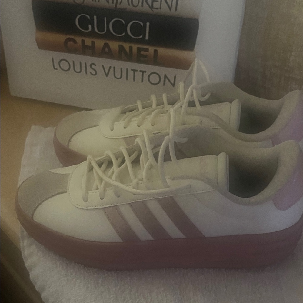 Adidas Women's Pink and Cream Sneakers